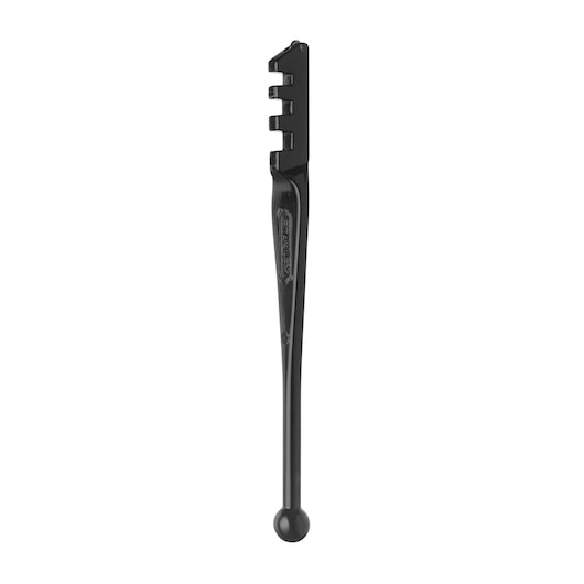 Photo of STANLEY 14-125 black hand saw set tool, straight angle, isolated on white background.
