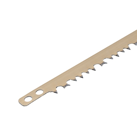 STANLEY 15-385 replacement saw blade, beige metal with sharp teeth, product angle on white background.