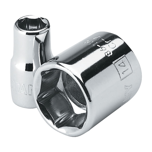 STANLEY 4-86-101 shiny chrome socket set, product photography on white background.