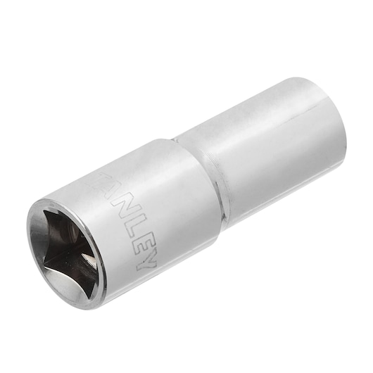 Stanley 4-86-322 chrome socket, side angle on white background.