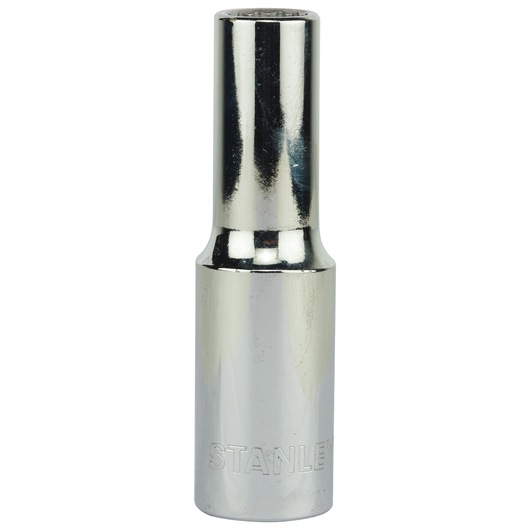 STANLEY 4-86-419 chrome deep socket tool, photography, front view on white background.
