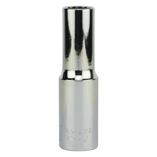 STANLEY 4-86-420 chrome deep socket tool, front angle on white background.