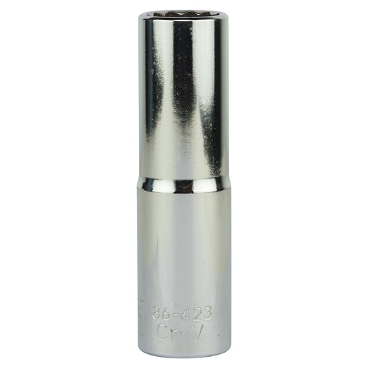 STANLEY 4-86-423 chrome deep socket, shown upright on white background, tool photography.