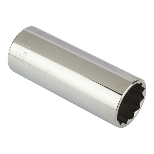 STANLEY 4-86-430 chrome finish long socket, product photography on white background, angled view.