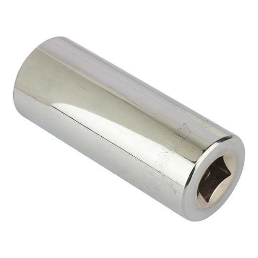 STANLEY 4-86-432 chrome finish socket, photography white background, top angle view.