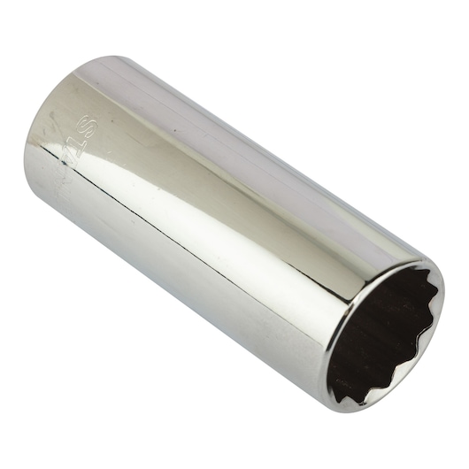 STANLEY 4-86-432 chrome socket, tool accessory, angled view on white background.