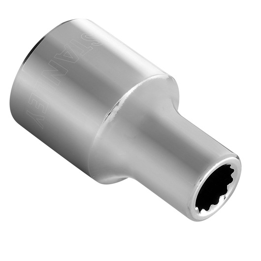 STANLEY 4-86-512 chrome socket, tool accessory, side angle on white background.