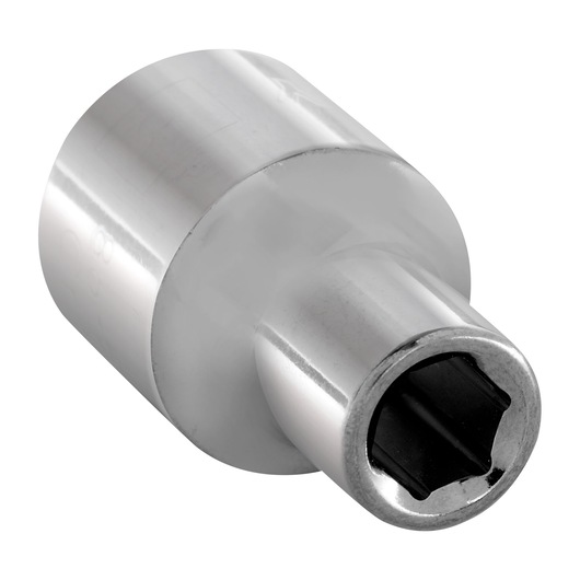 STANLEY 4-86-512 chrome adapter, socket accessory, close-up angle on white background.