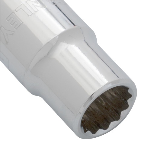STANLEY 4-86-545 chrome socket, close-up angle, showing twelve-point interior for ratchet use.