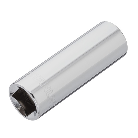 STANLEY 4-86-580 chrome deep socket, photography, angled view on white background.