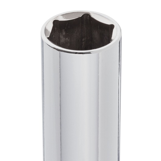 STANLEY 4-86-580 chrome socket, close-up front angle on white background, highlights six-point interior.