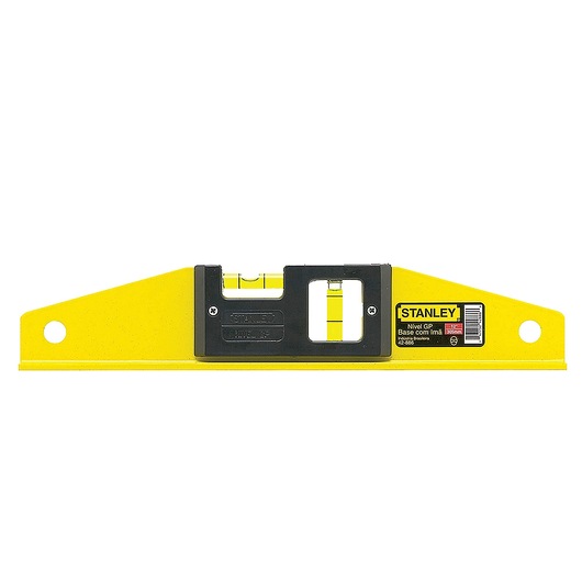 STANLEY 42-887S yellow magnetic torpedo level with black accents, front angle on white background.