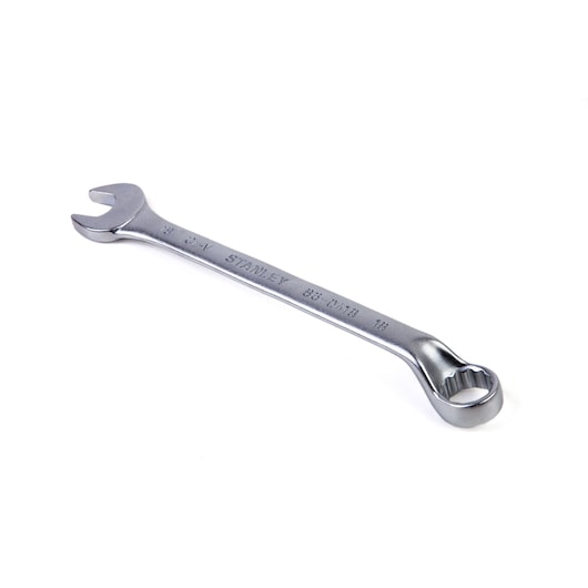 Stanley 86-0418 combination wrench in silver, angled view on white background.