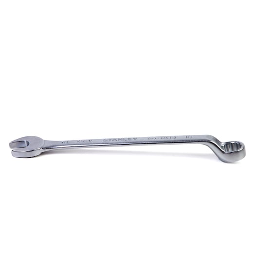 STANLEY 86-0418 combination wrench, silver metal, flat side view on white background.