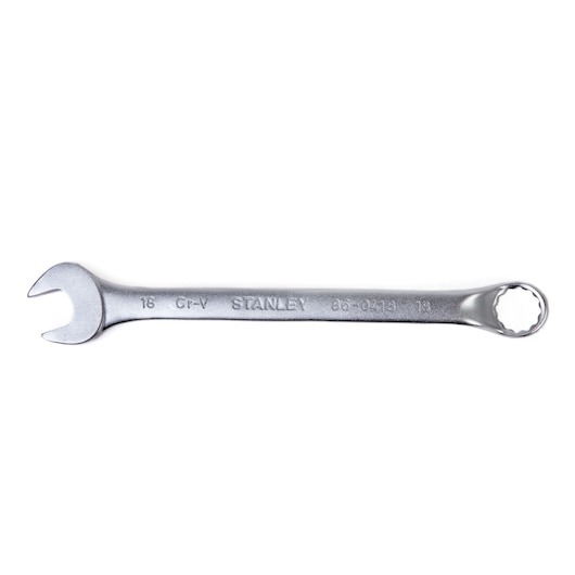 Stanley 86-0418 combination wrench, silver finish, front angle on white background.