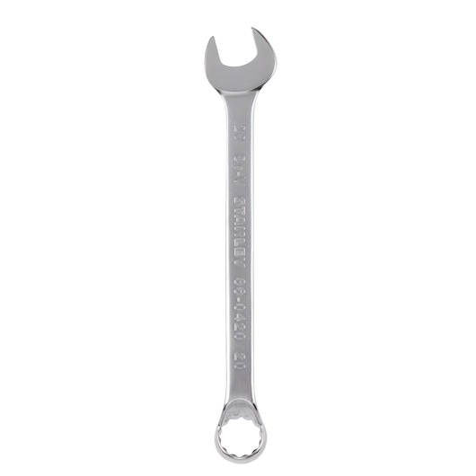 Stanley 86-0420 combination wrench, chrome finish, photographed from top on white background.