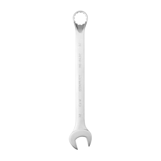 STANLEY 86-0432 combination wrench, chrome finish, photography of front view on white background.