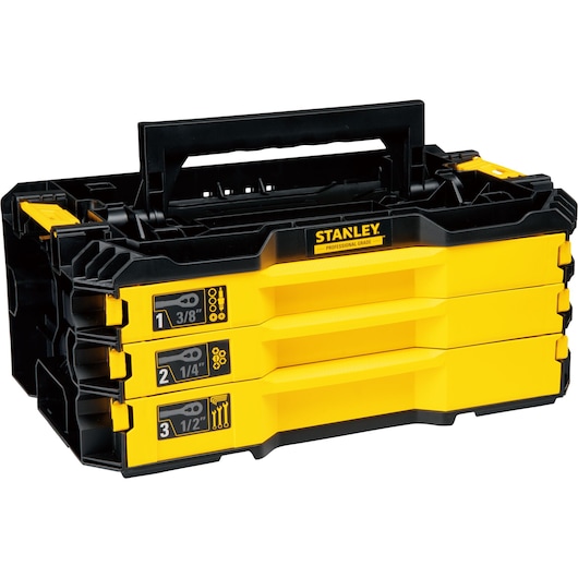 STANLEY® 203 PCS mechanics tool set with 3-drawer tool box, SAE/Metric, right view