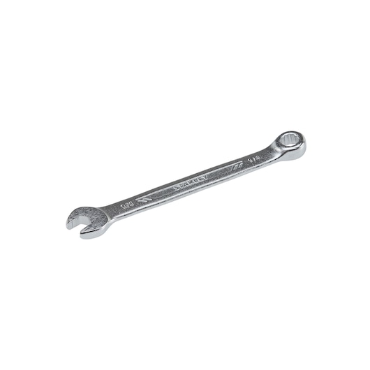 STANLEY STMT72829 combination wrench, silver, top angle, metal hand tool for tightening fasteners.