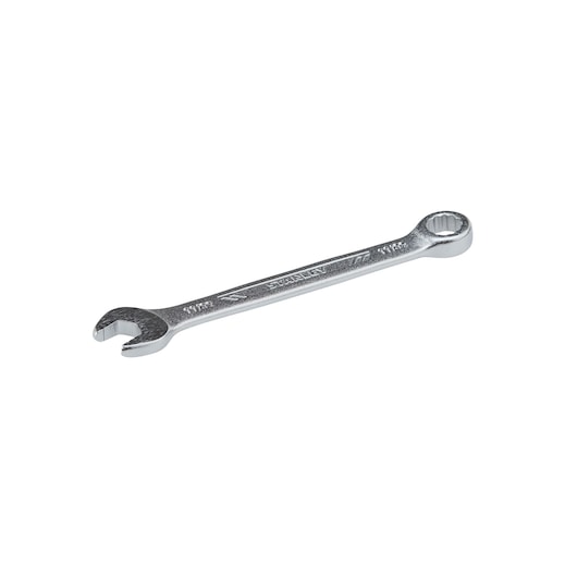 Photo of STANLEY STMT72845 combination wrench, chrome finish, shown at angle on white background.