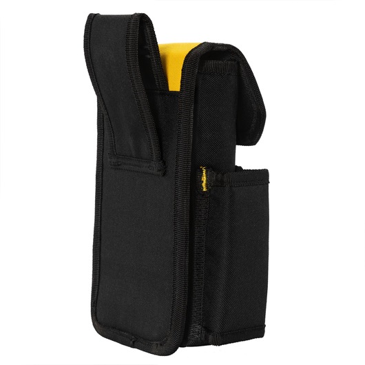 Black and yellow Stanley carrying pouch with side pocket, designed for photography accessories.